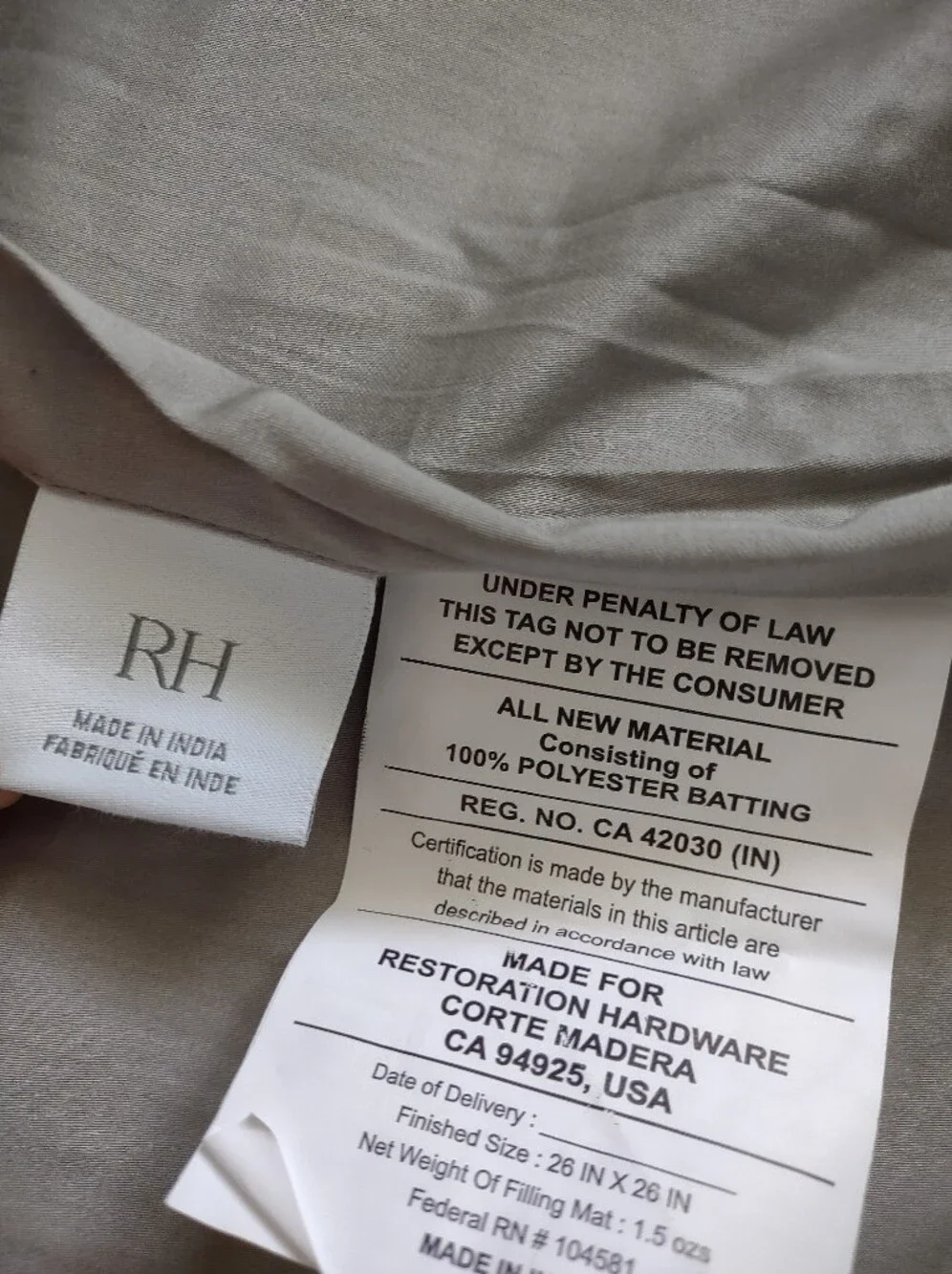 Restoration Hardware pillow sham